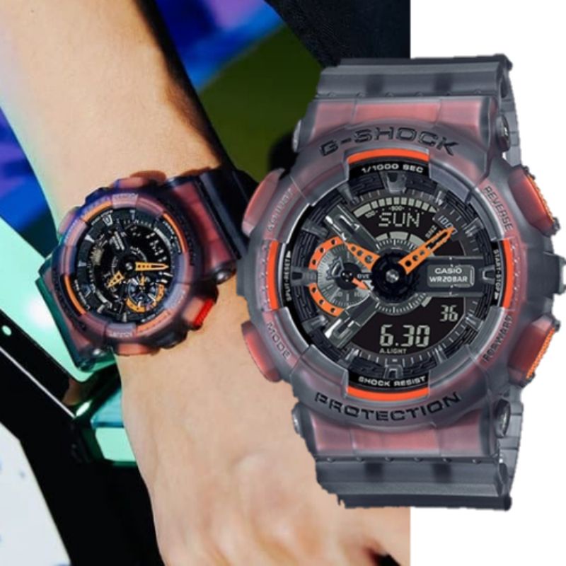 [In Stock] Jam Tangan Tahan Air Pria Wanita Gshock Casio Transparan GA110-82 Asli