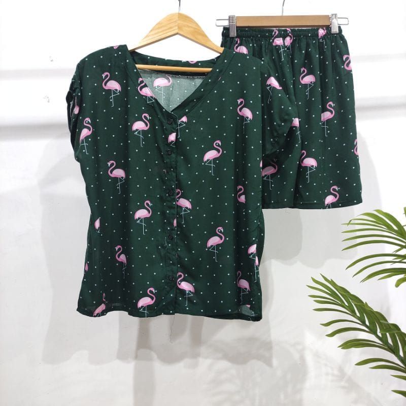 0PIYAMA KANCING PENDEK | PIYAMA BUSUI PENDEK | PIYAMA RAYON | BAJU TIDUR MURAH-KCB 22