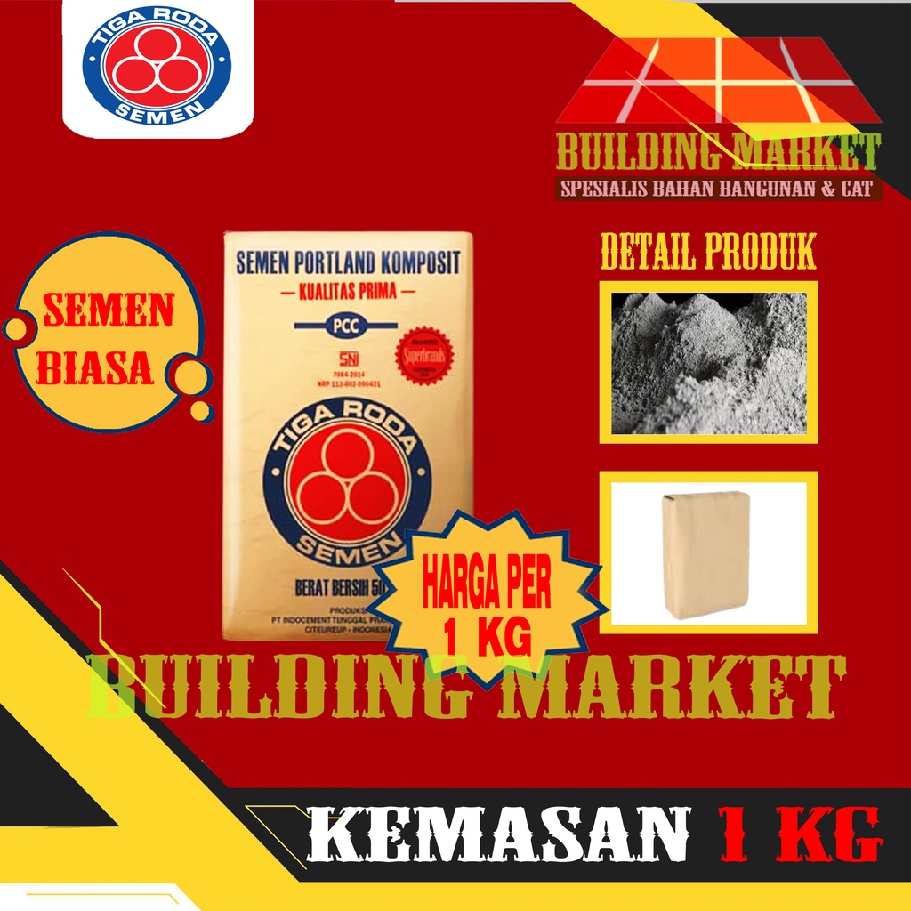 SEMEN PCC PORTLAND COMPOSIT INDOCEMENT SEMEN TIGA RODA KILONAN ECERAN 1 KG