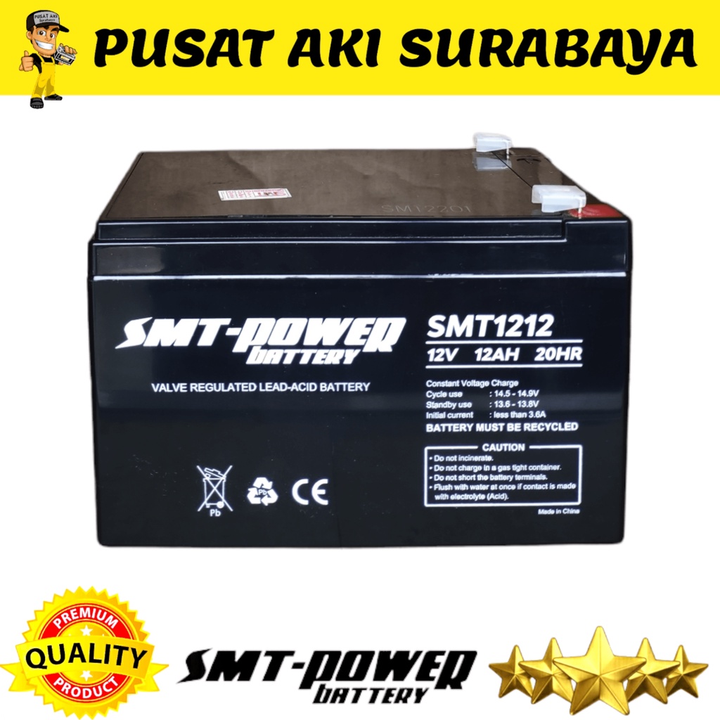 ORIGINAL BATERAI VRLA SMT POWER 12 VOLT 12 AMPER BATTERY MOBIL AKI MAINAN ANAK SEPEDA LISTRIK MR JACKIE VEHICLE ELECTRIC TIGER SUNRICE ACCU LIFT ESKALATOR SOLLAR CELL EMERGENCY LAMP GENSET