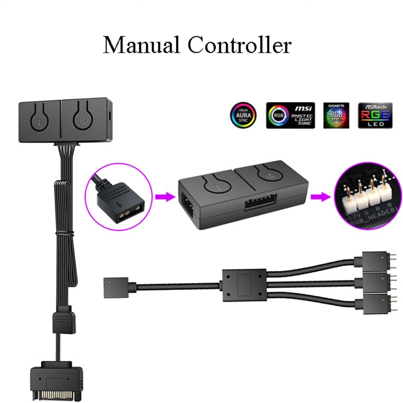 Vivi 5V Ke 12V 4PIN Motherboard Fan Converter HUB Kipas RGB Sync Switch Kontrol Manual