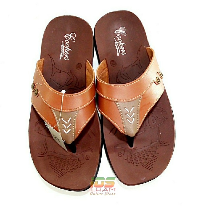 Sandal Pria Coopers F23 Jepit Sol Lentur Size 38-42 Krem Coklat