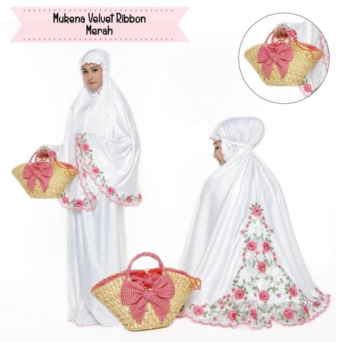 RUKUH / MUKENA KATUN BORDIR DEWASA SETELAN TERUSAN MURAH HALUS