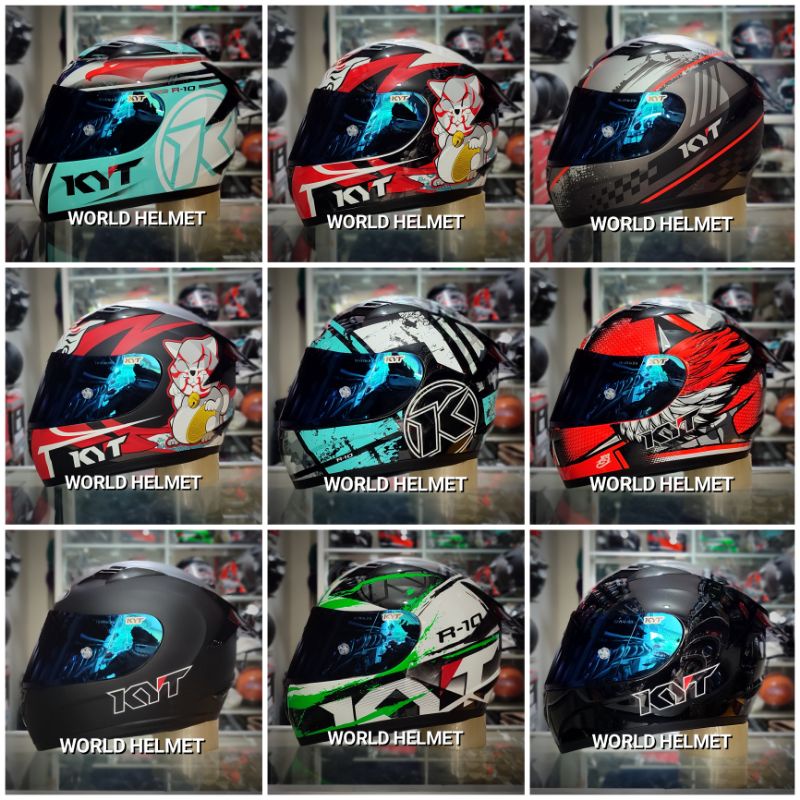HELM KYT R10 - R 10 PAKET MODIF GANTENG FLAT VISOR IRIDIUM