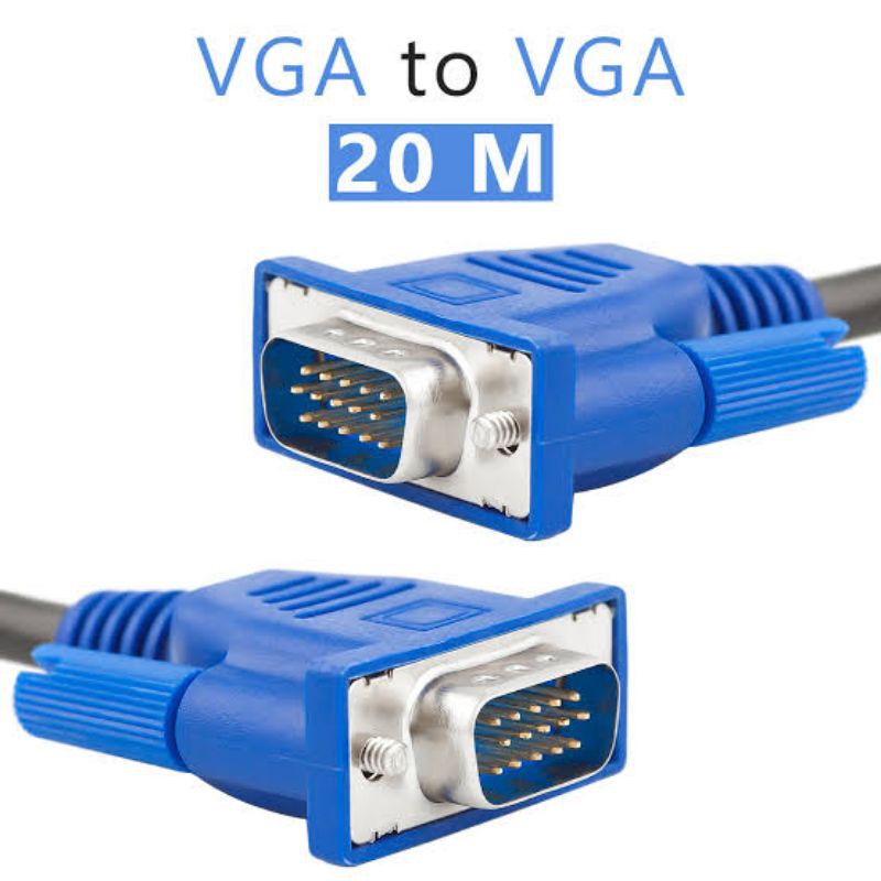 Kabel VGA 20 Meter - Kabel VGA 20m Male To Male Kepala Biru Gold Plated