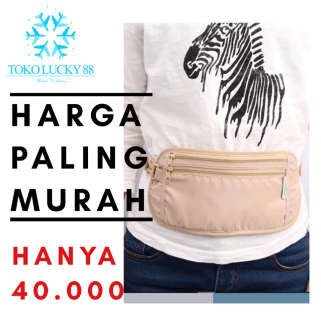 IMPORT Waist Bag Tas Pinggang Travel simpan uang passport anti maling pouch pinggul