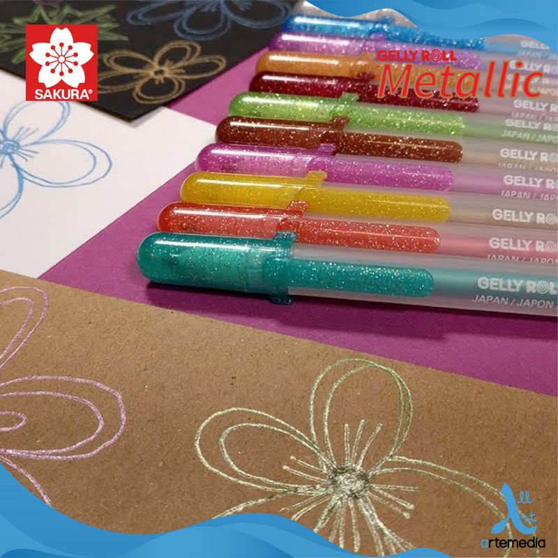 

SAKURA GELLY ROLL METALLIC COLOR GEL PEN PULPEN WARNA TINTA METALIK KILAP KILAU GLITTER