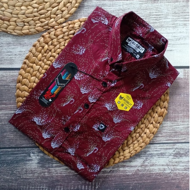 Baju Hem Kemeja Pria Cowok Lengan Pendek Distro Motif Printing Surfing Pantai Bunga Floral Hawai Pre