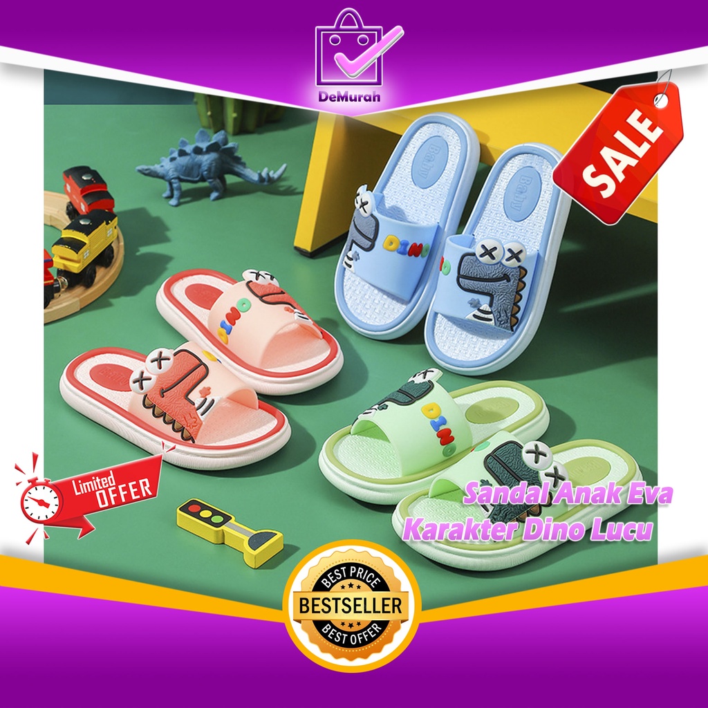 SA-B Sendal / Sandal Anak Eva Lembut Karakter Dino Lucu Non-slip 0789