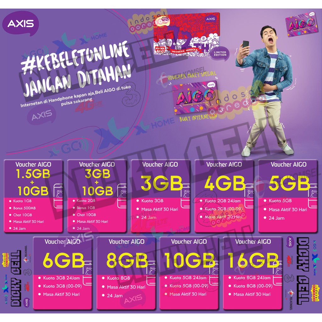 Termurah Update Terbaru Paket Data Voucher Axis Aigo Full 24 Jam 30 Hari Shopee Indonesia