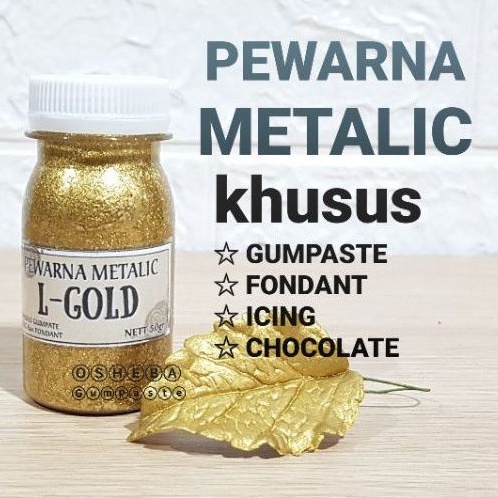 

[osheba] gumpaste pewarna metalic L- GOLD 50gr