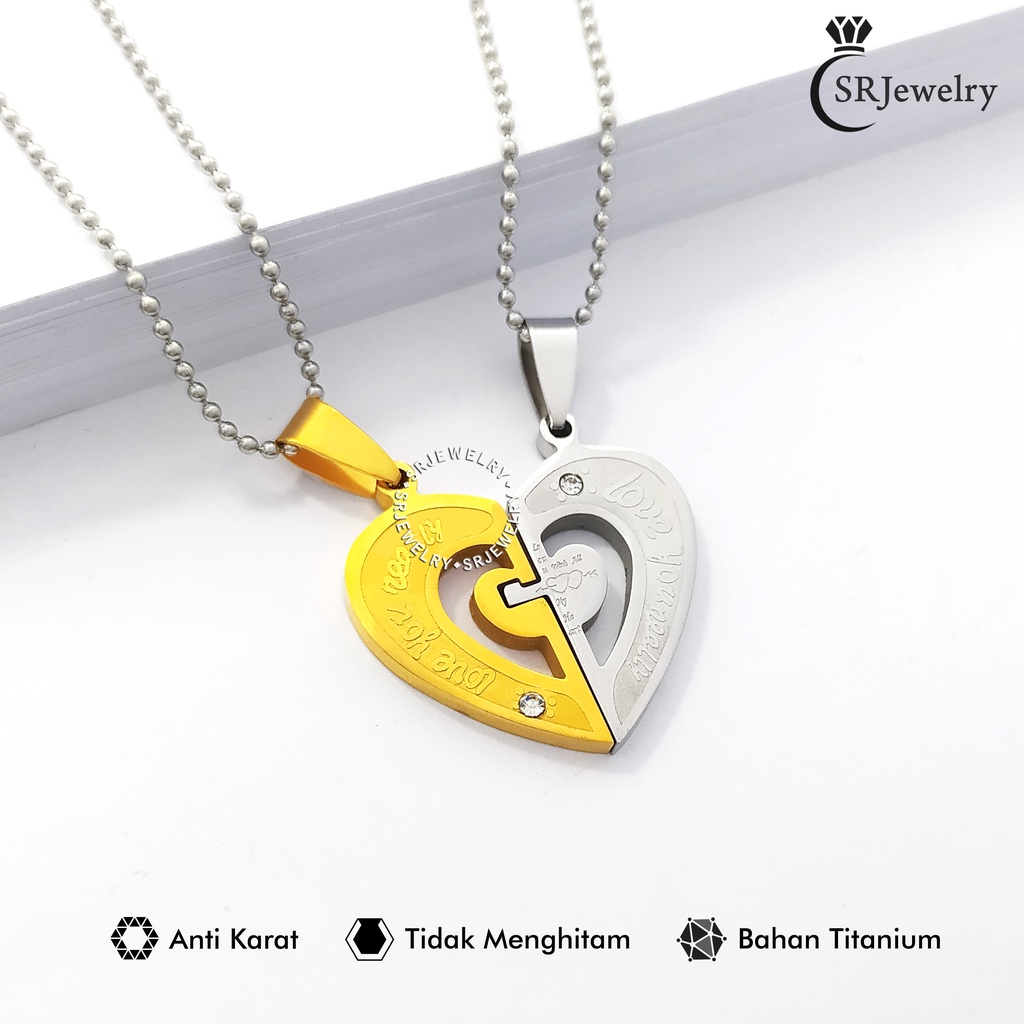Kalung Couple Salib Titanium Simple Men Women Necklace Anti Karat