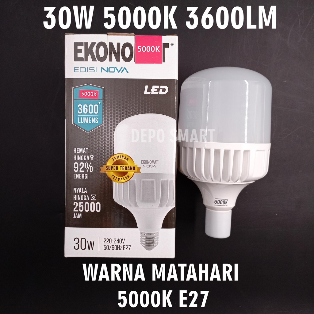 LAMPU LED EKONOMAT NOVA 30W 5000K WARNA MATAHARI 3600LM MURAH HEMAT