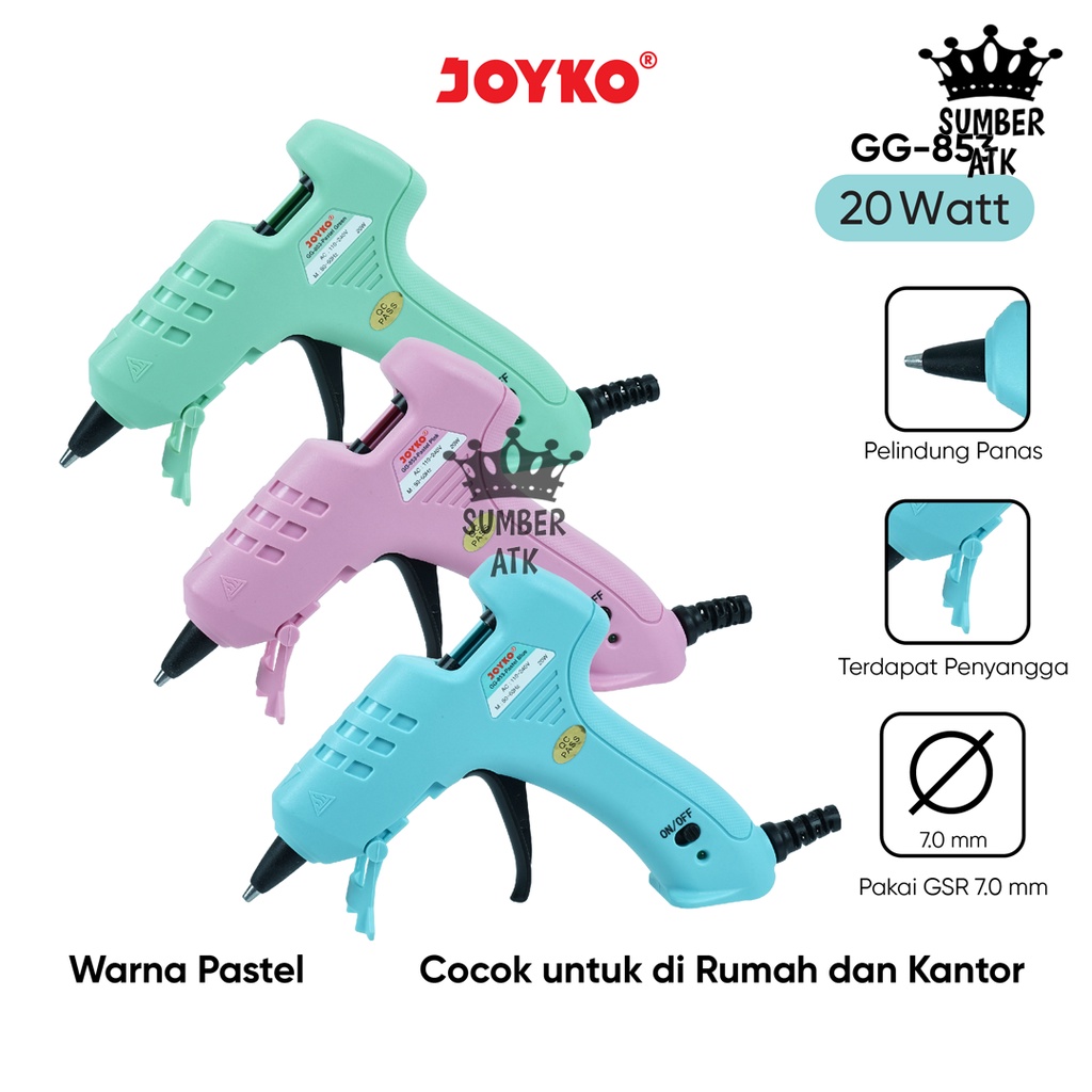 

Glue Gun Lem Tembak Joyko GG-853 20 Watt Pastel Color
