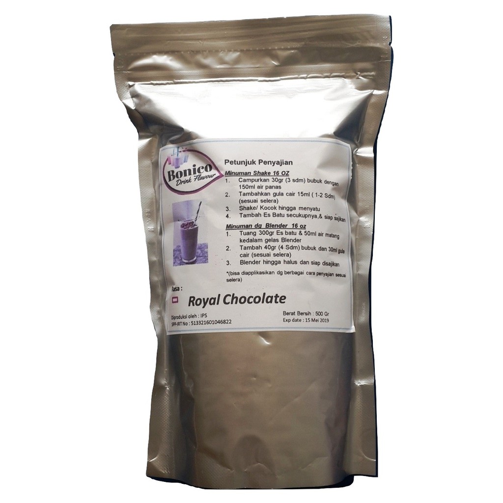 

BONICO ROYAL CHOCOLATE powder 500gr Bubuk minuman drink flavor powder Ice blend Milk Shake COKLAT