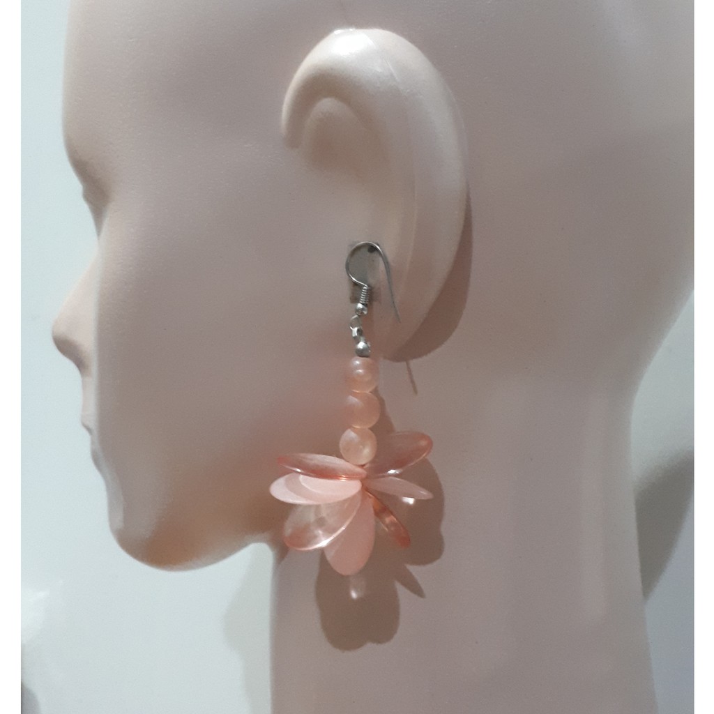 Preloved Anting Bunga Plastik Peach Pink