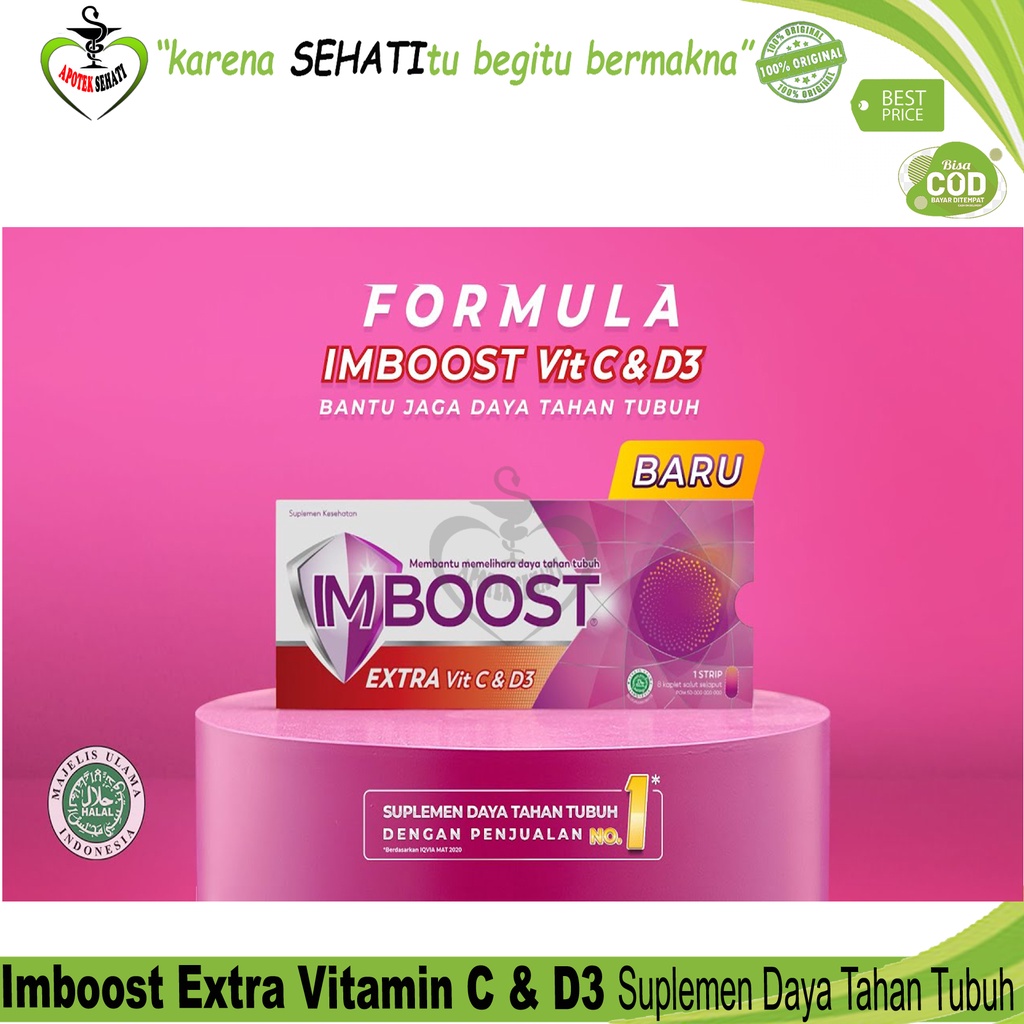 Imboost Extra Vitamin C dan D3 8 Tablet Suplemen Kesehatan