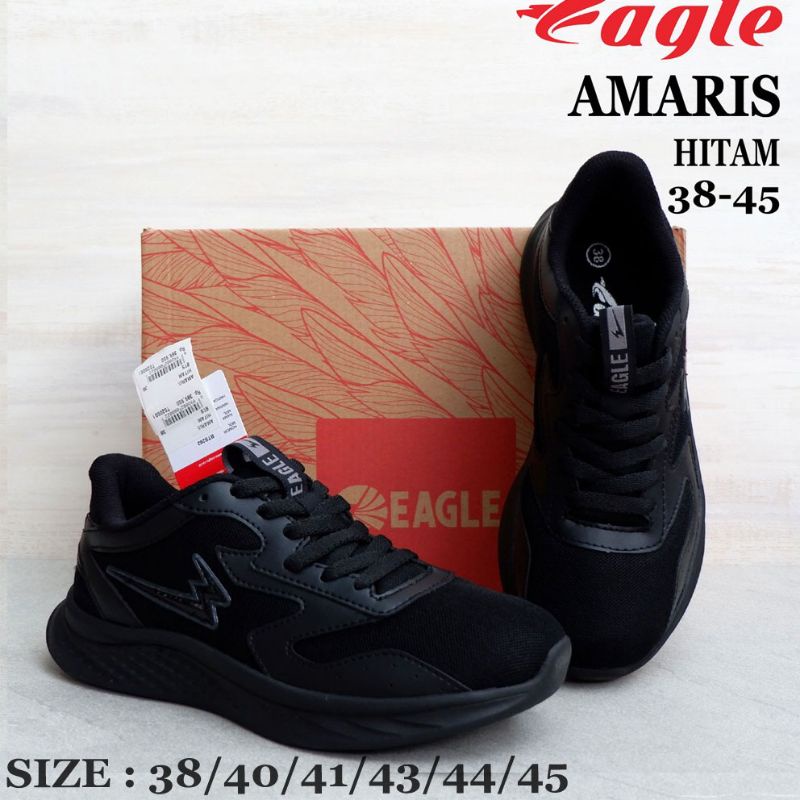 SEPATU EAGLE AMARIS - SEPATU PRIA ALL BLACK SIZE JUMBO