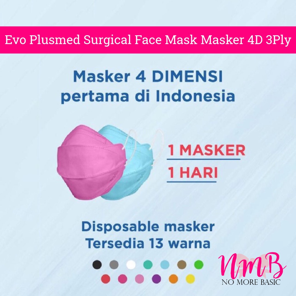 Masker Evo PlusMed 4D Warna Surgical Face Mask Earloop 3PLY