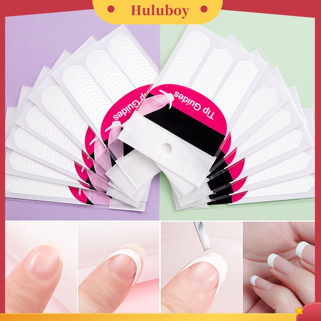 Huluboy Huluboy♡ 10 / 50Pcs Stiker Stensil Panduan Desain Print Warna Putih Ultra Tipis Untuk Manicure Wanita