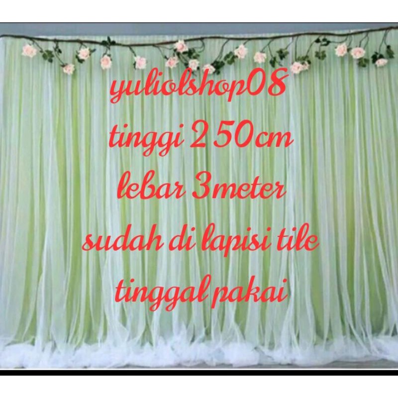 Backdrop Kain Abutai Lapis Tile Tinggi 250 cm Lebar 3 Meter untuk Dekorasi Acara
