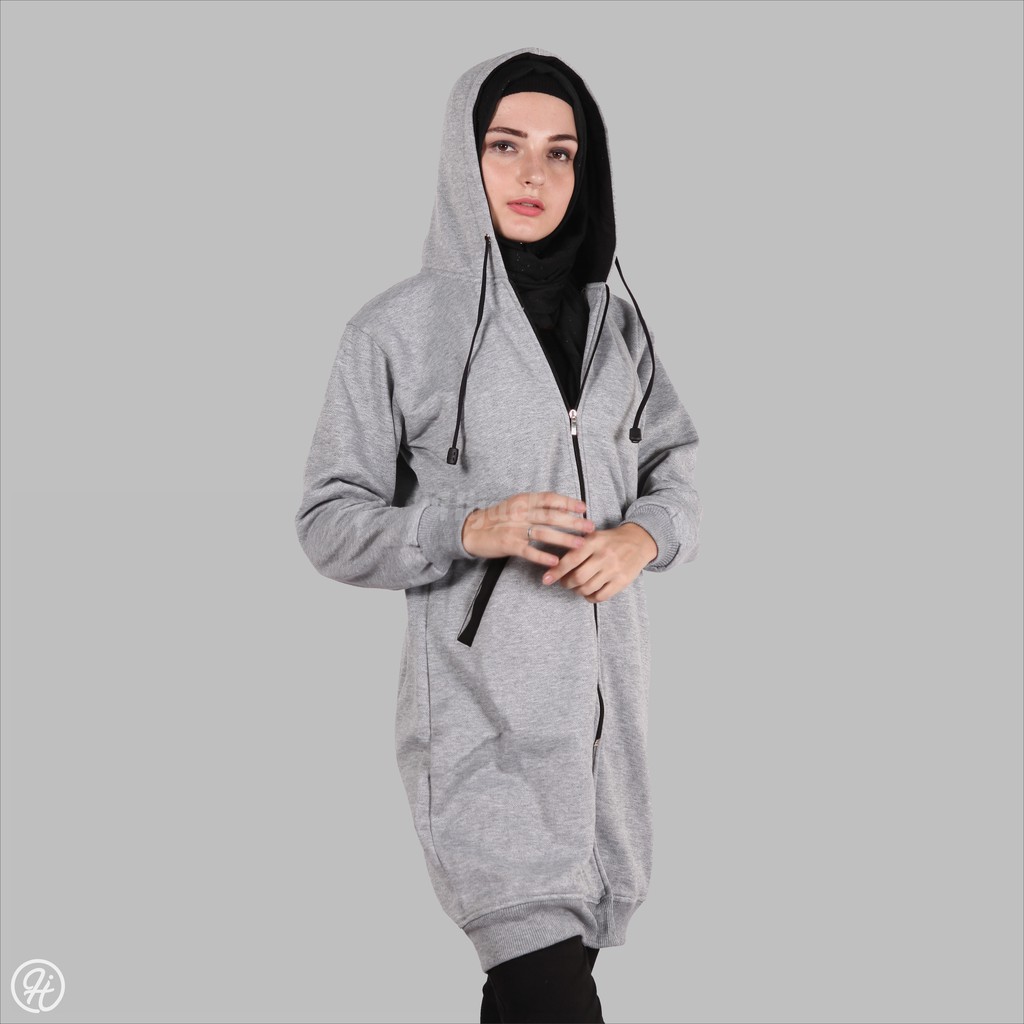 ⭐️BEBAS ONGKIR⭐️ HIJACKET BASIC GREY ORIGINAL JAKET WANITA MUSLIMAH HIJABER PERTAMA DI INDONESIA-HJ13-GREY X BLACK