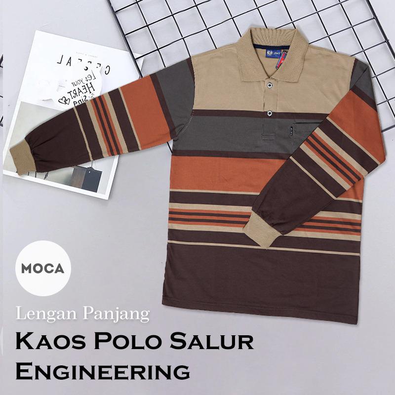 Kaospolos - Kaos kerah motif salur lengan panjang | polo shirt stripe engineering 7880