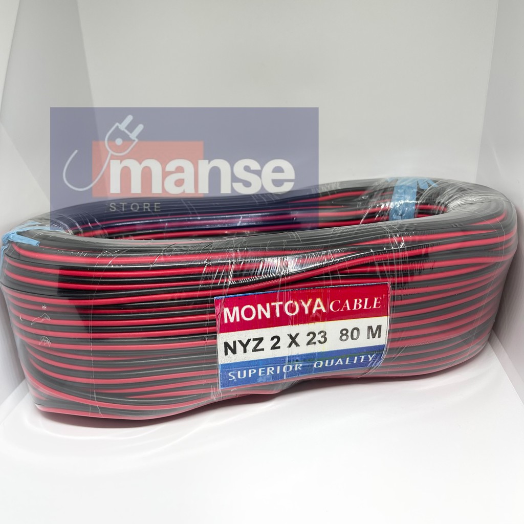 Kabel 2x23 Double Serabut NYZ 2x23 Merah Hitam 80m