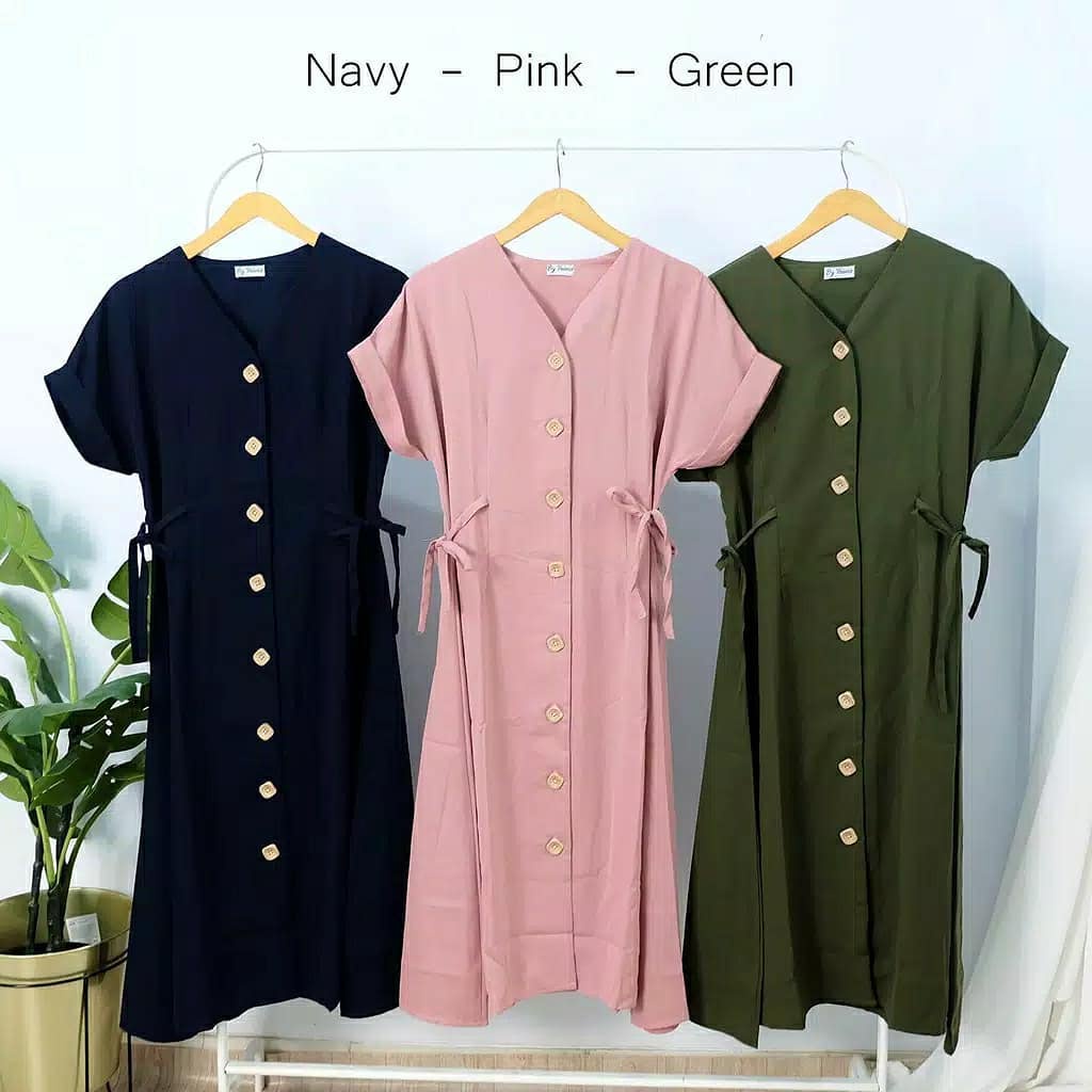 baju dress wanita Korea lengan pendek busui casual pesta