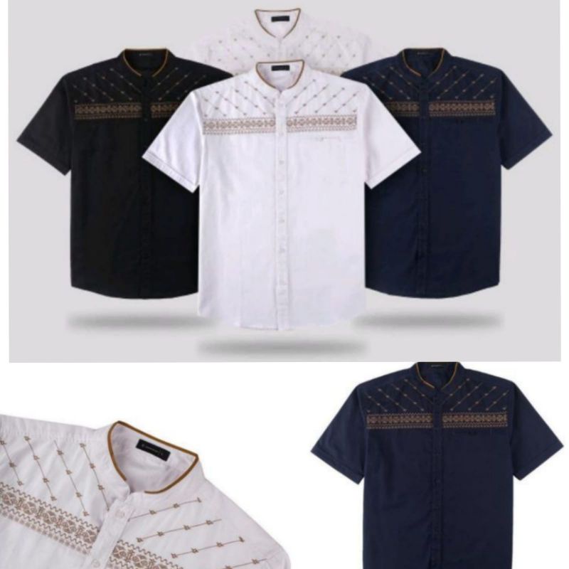 Baju Koko Pria Lengan Pendek Bordir Bahan Katun Madinah Impor Terlaris