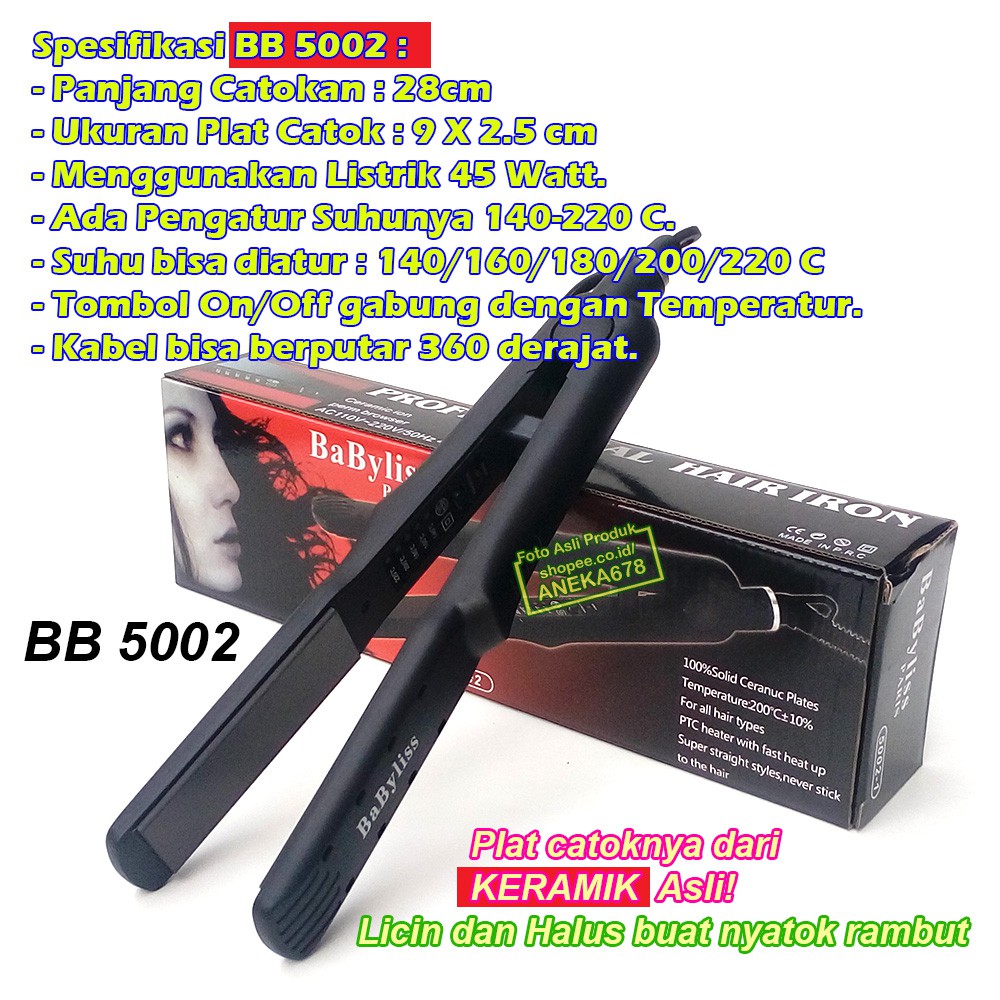 CATOK KERAMIK ASLI ORIGINAL ALAT CATOKAN RAMBUT LURUS LADYSTAR LS 5002