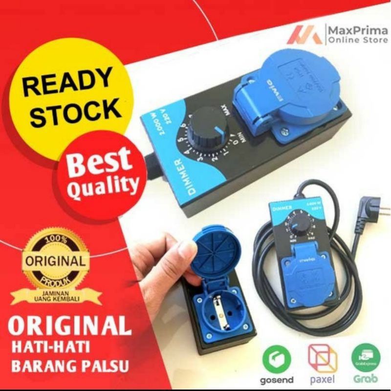 (COD) Dimmer AC 2000W Peredup Lampu Pengatur Kecepatan Motor Gerinda Dsb Pengatur Kecepatan Bor Geri