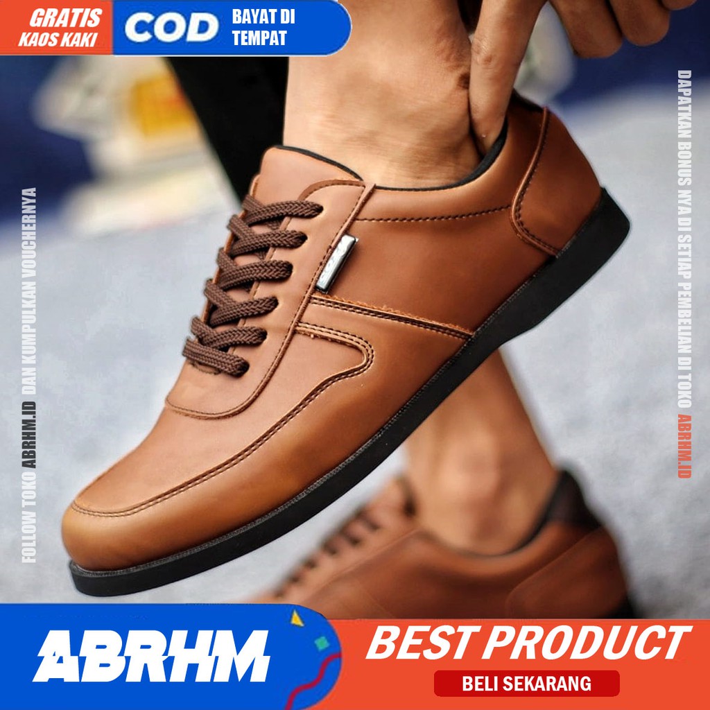 ABRHM x COSENZA Sepatu Pantofel Formal Casual Nikah Hitam Pria Kulit Pu Kerja Kantor