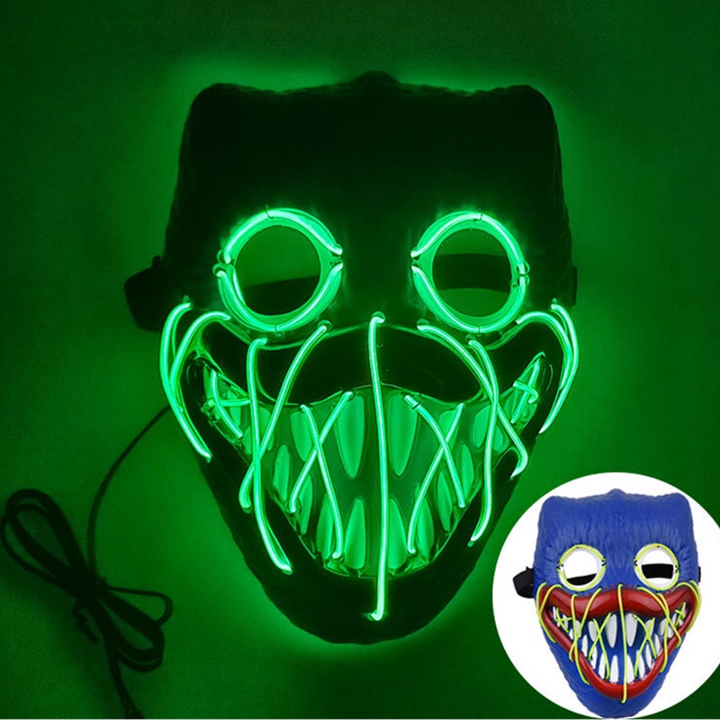 Topeng Poppy Dengan Lampu LED Warna Hitam / Biru / Pink Untuk Cosplay Halloween