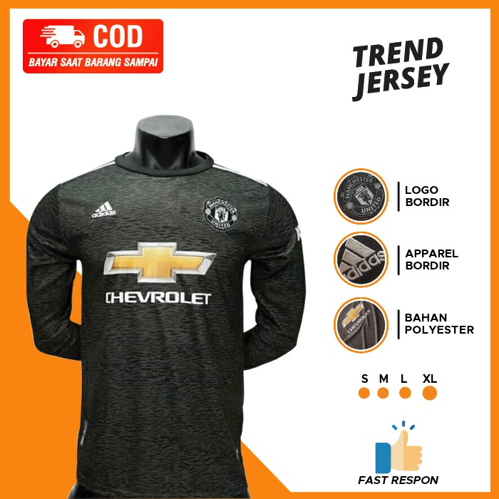 Jersey Bola Grade Ori MU Away Lengan Panjang 2020 2021 - Longsleeve