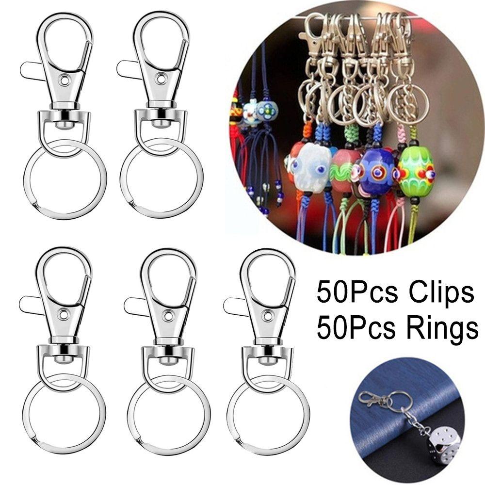 R-flower 50Pcs Gantungan Kunci Ring Clip Charm Lanyard Art Kerajinan Lobster Claw Clasp