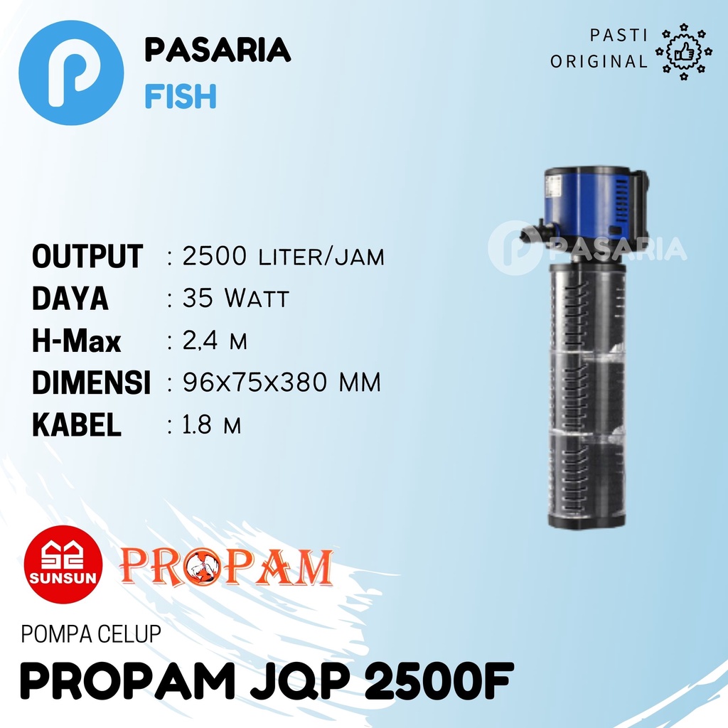 SUNSUN PROPAM JQP2500F/JQP 2500F 2500 liter/jam Pompa Filter Aquarium 35 Watt