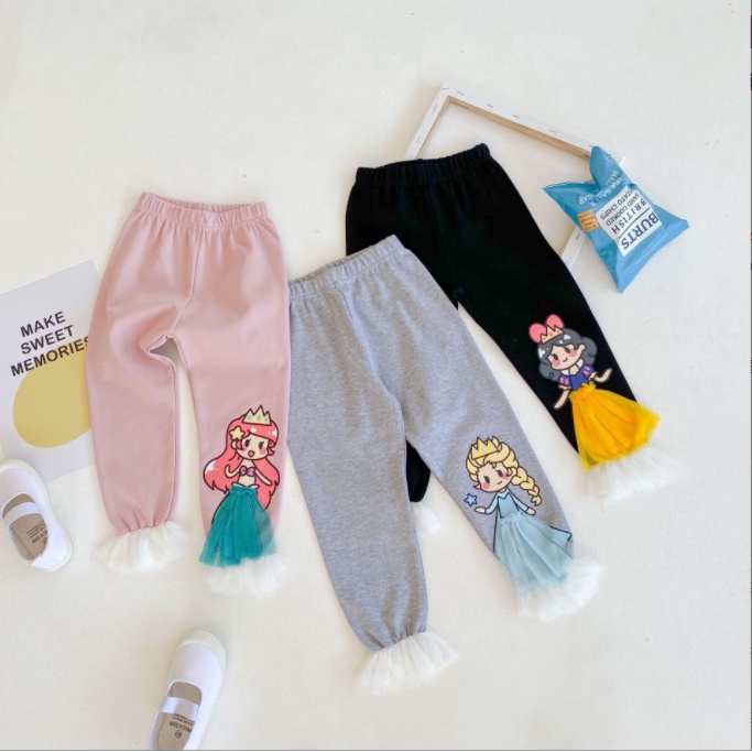 Legging Anak Import motif 3D Princess Frozen/Mermaid/Snow White/Sofia