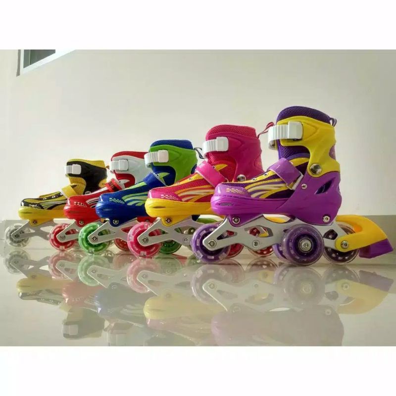 Sepatu Roda Anak & Remaja Ukuran L Preloved Second (Warna Ungu Kuning)