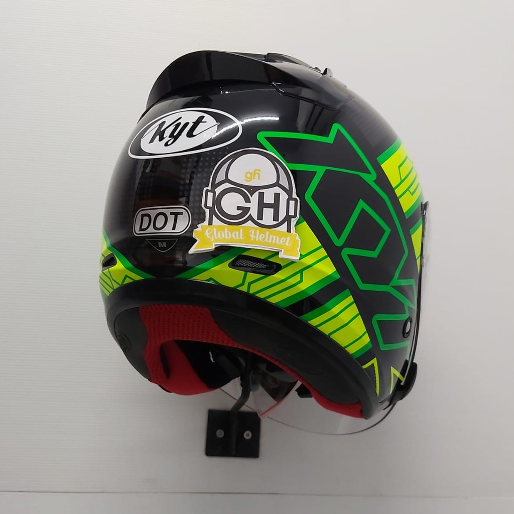 HELM HALF FACE KYT DJ MARU KYT DJMARU MOTIF #14 BLACK YELLOW FLUO GREEN