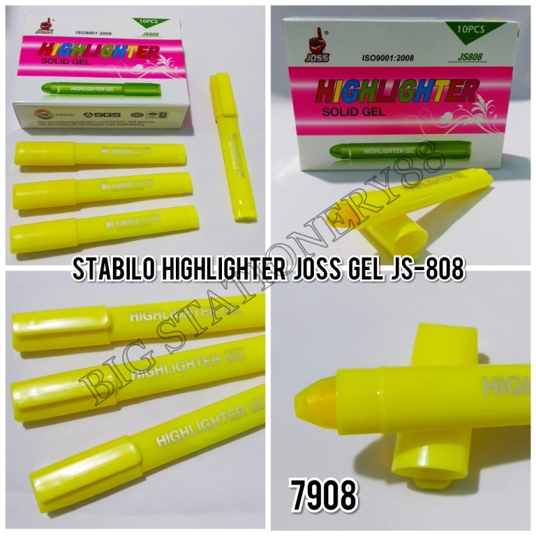 STABILO HIGHLIGHTER SOLID JOSS GEL JS-808 WARNA KUNING (1X10)