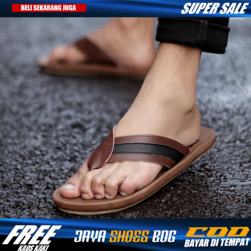 KIANN|]Sandal Jepit Pria Casual Kasual Kulit Asli Nyaman Ringan Sendal Pria Santai Murah Cowok Terbaru