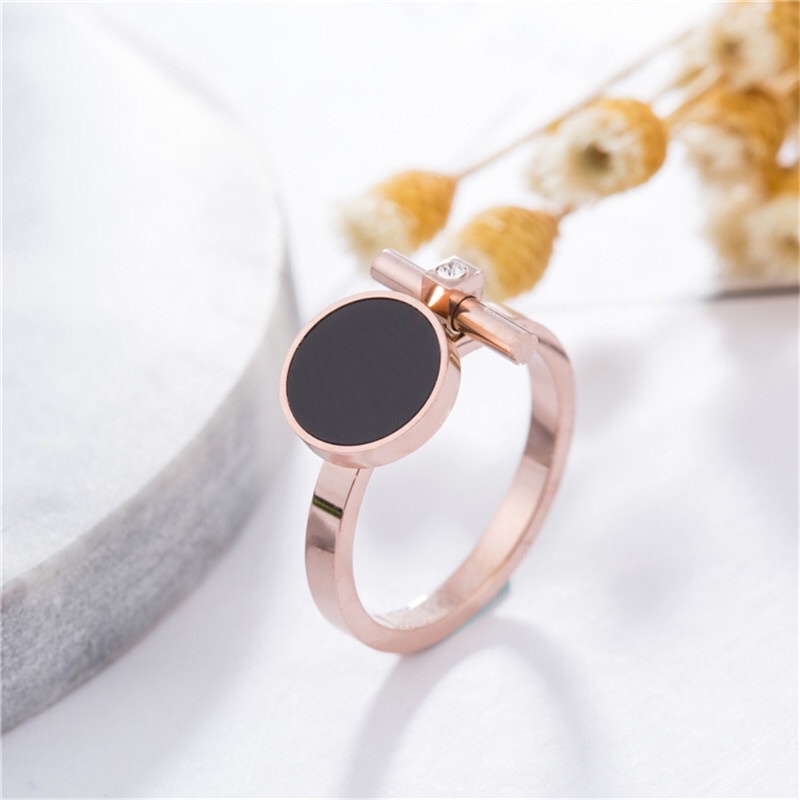 Cincin Titanium Black Square Premium Vintage Fashion