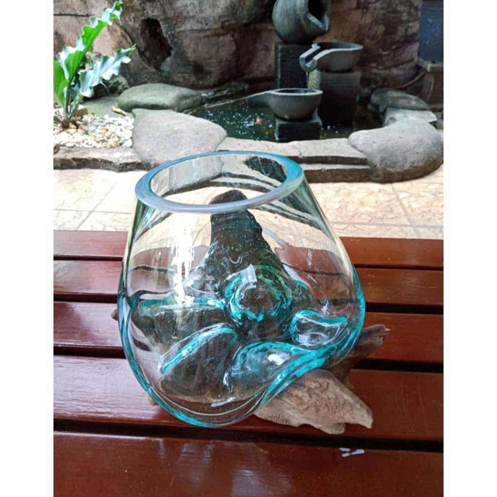 SIZE M-AKUARIUM AKAR/AKUARIUM KACA TIUP/AQUARIUM GLASSWOOD/AQUASCAPE/IKAN CUPANG/POT KACA 13-15CM