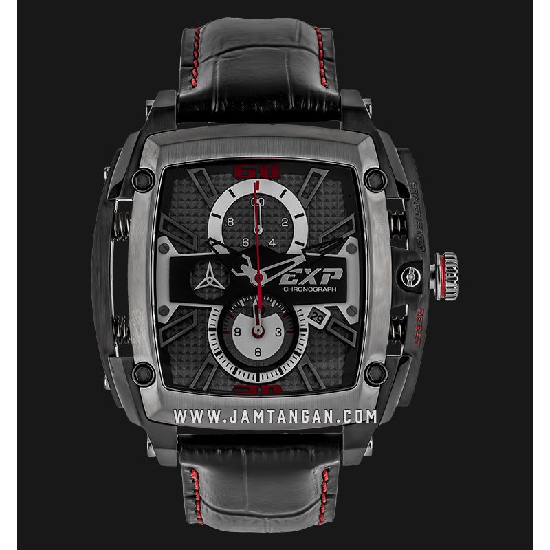 Expedition E 3008 MC LEPBA Chronograph Men Black Dial Black Leather Strap