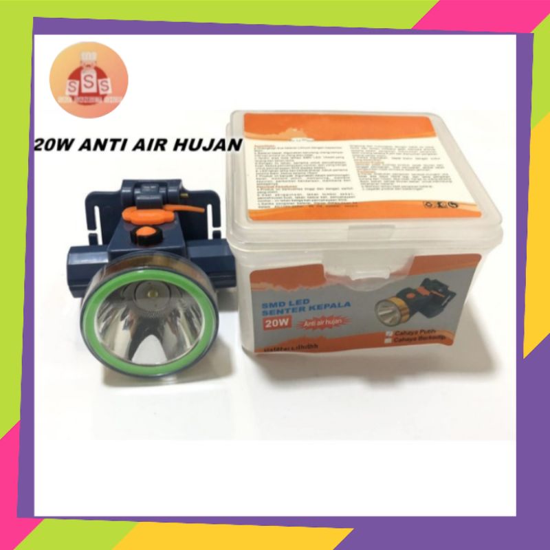 lampu senter kepala 20wat ANTI AIR HUJAN