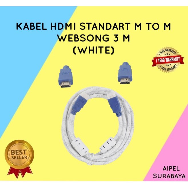 KHW3 | KABEL HDTV STANDART MALE TO MALE WEBSONG 3 M (WHITE)