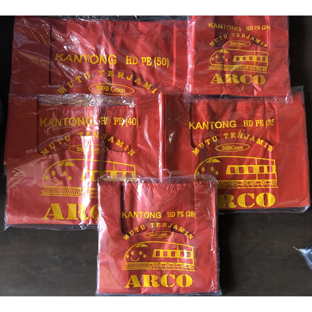 KANTONG PLASTIK JUMBO HD TEBAL MERAH/HITAM UKURAN 50