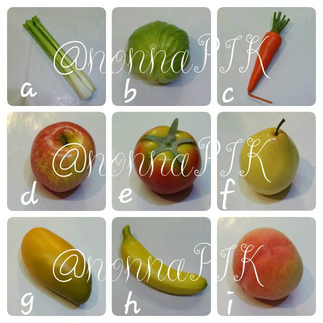 Miniatur Buah - Buahan / Sayur ( Figurine Fruit and vegetable ) / Keranjang - Mangkok - Wadah