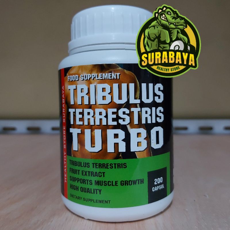 TESTOSTERONE BOOSTER TRIBULUS TURBO 200 CAPSUL HERBAL SUPLEMEN FITNES 200CAPS ON VEGAN GYM PRIME T 1